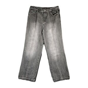 RE:VERB Jeans Mens 38x32 Gray Stripe Denim Y2K Streetwear Relaxed Fit Style 2200